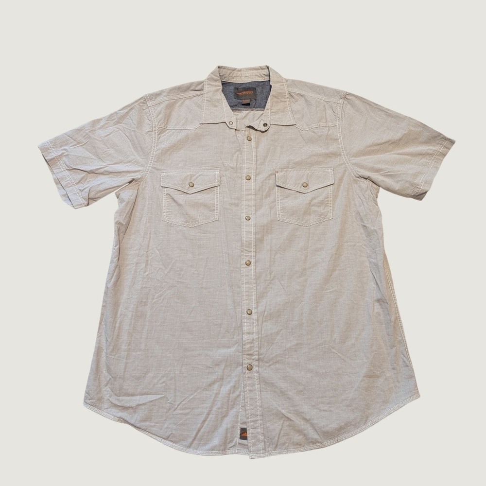 Northwest Territory Pearl Snap Shirt Mens XLT Tan Striped Western Workwear Rodeo
